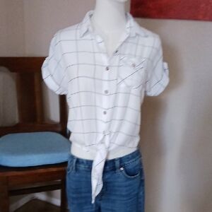 Love Notes White and Black Plaid Shirt